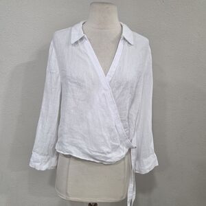 Zara White Wrap Blouse NWT